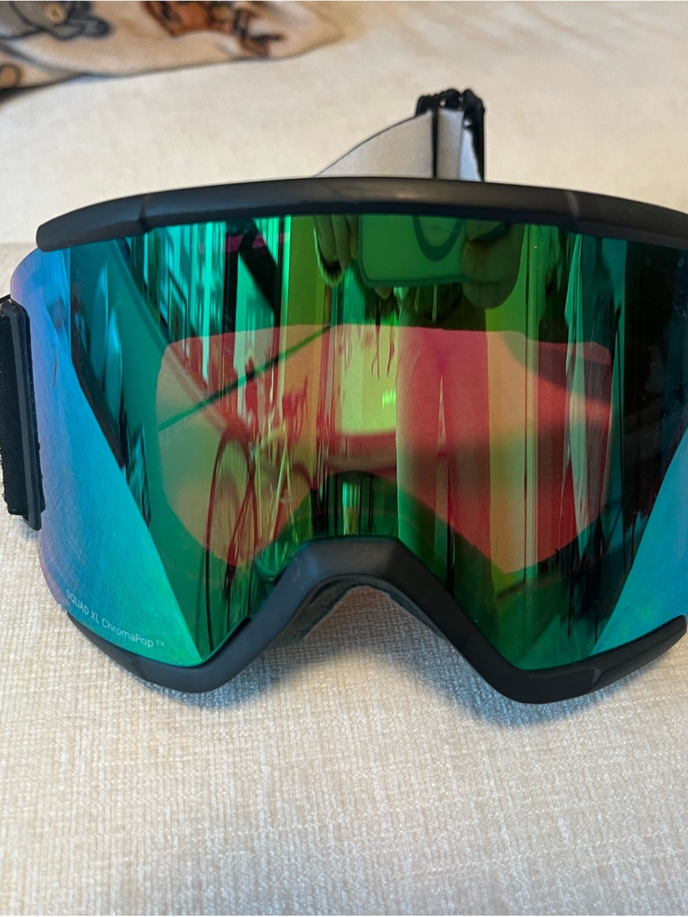 SMITH Black Strap Goggles with Green Mirrored Lens